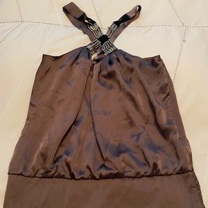 Bebe Halter Top with Beading at neckline